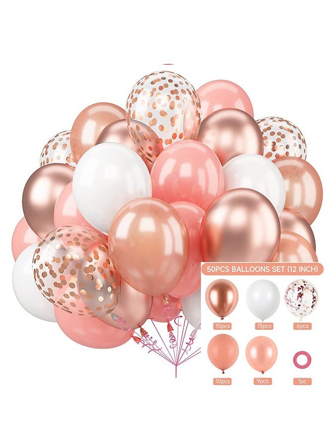 50pcs (12Inch) Balloon Set, Colorful Sequin Balloon Set, Scene Arrangement Balloon, Birthday Party Decoration Balloon