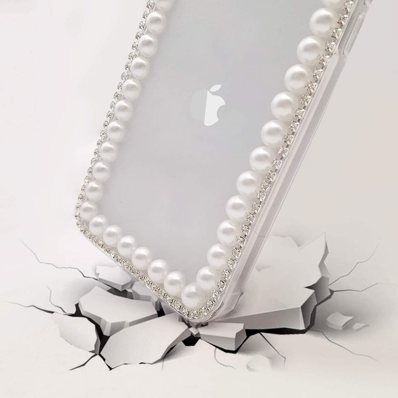 guppy Compatible with iPhone 15 Plus Women Girls Bling Diamond Pearl Case Luxury Glitter Handmade Rhinestones Soft Silicone Rubber Sparkly Shiny Protective Cover Case for iPhone 15 Plus 6.7" Clear - Image 5