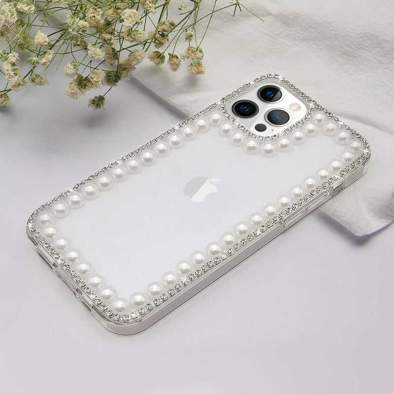 guppy Compatible with iPhone 15 Plus Women Girls Bling Diamond Pearl Case Luxury Glitter Handmade Rhinestones Soft Silicone Rubber Sparkly Shiny Protective Cover Case for iPhone 15 Plus 6.7" Clear - Image 4
