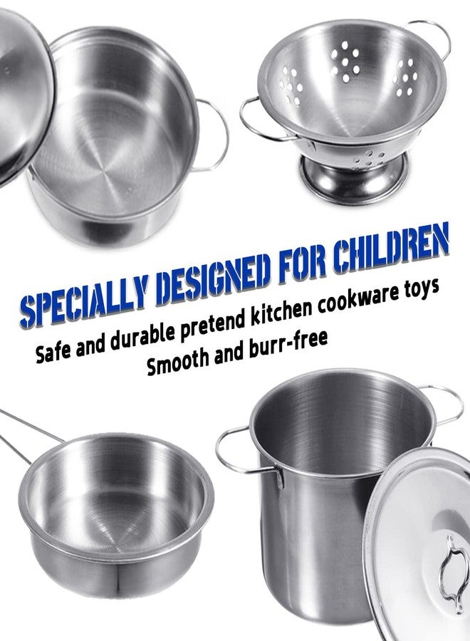 KEJIH Cookware Pots and Pans Play Set with Cooking Mini Stainless-Steel Kitchen Cooking Utensils Toys,Pretend Toys for Kids, Educational＆Development Toy Kitchen Playset Accessories for Kids - Image 4