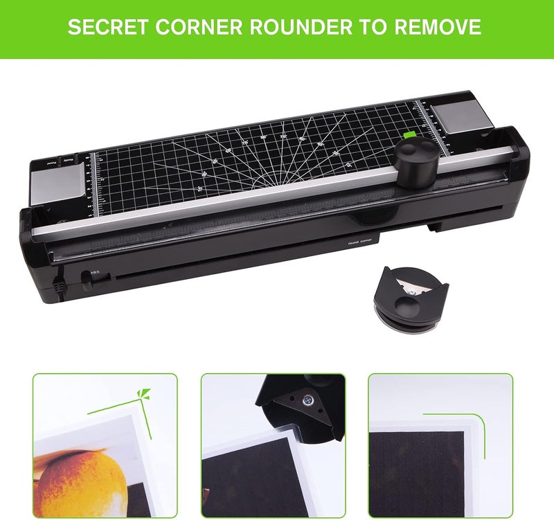 Eficentline Laminator Machine for A3/A4/A6, Thermal Laminating Machine for Home Office School Use with 50 Pouches, Paper Trimmer and Corner Rounder (Green) - Image 5