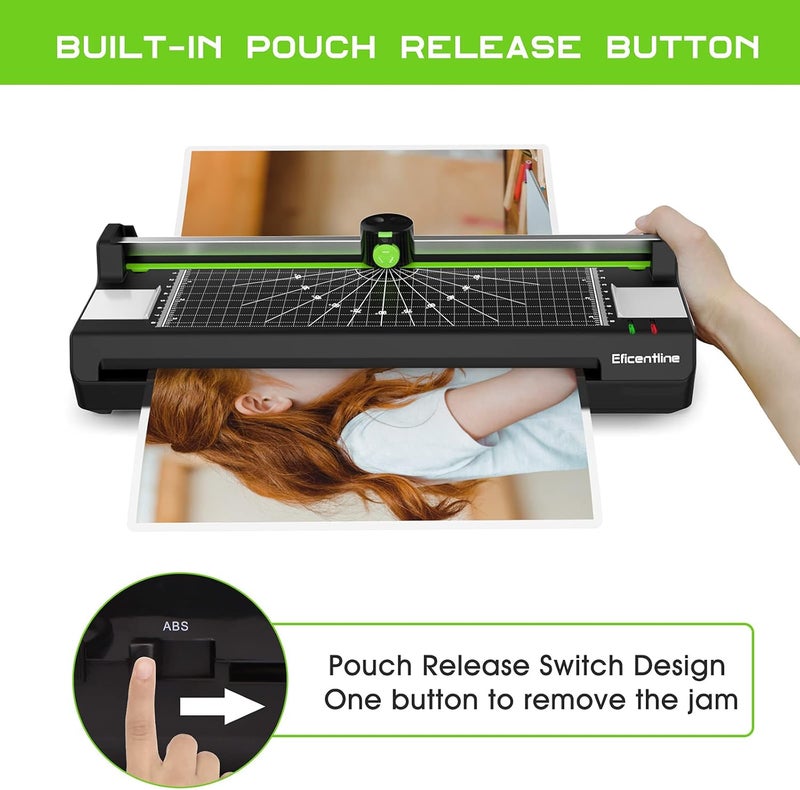 Eficentline Laminator Machine for A3/A4/A6, Thermal Laminating Machine for Home Office School Use with 50 Pouches, Paper Trimmer and Corner Rounder (Green) - Image 4