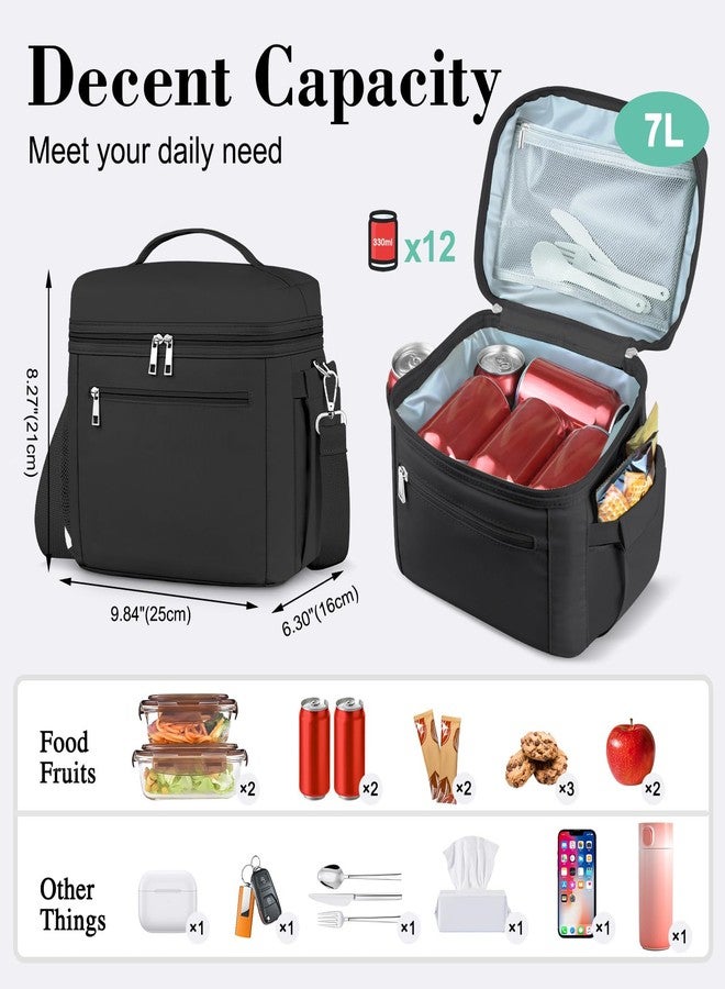 DALINDA Lunch Bag Women, Lightweight Insulated Lunch Bag, Leakproof Cooler Bag with Adjustable Shoulder Strap, Reusable Waterproof Lunch Box for Work, Office, Picnic, Travel(Black) - Image 2