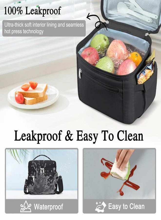 DALINDA Lunch Bag Women, Lightweight Insulated Lunch Bag, Leakproof Cooler Bag with Adjustable Shoulder Strap, Reusable Waterproof Lunch Box for Work, Office, Picnic, Travel(Black) - Image 3
