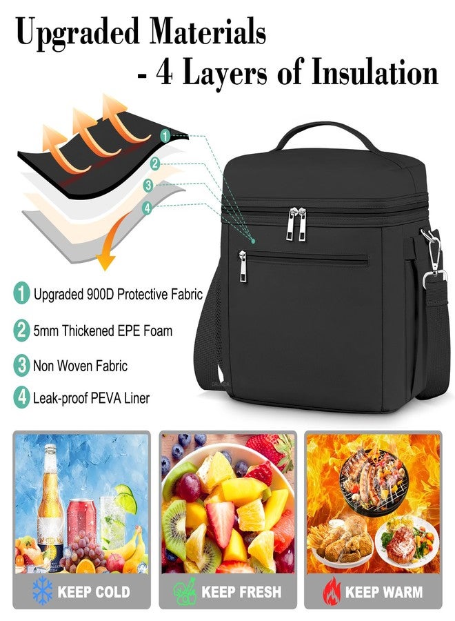 DALINDA Lunch Bag Women, Lightweight Insulated Lunch Bag, Leakproof Cooler Bag with Adjustable Shoulder Strap, Reusable Waterproof Lunch Box for Work, Office, Picnic, Travel(Black) - Image 4