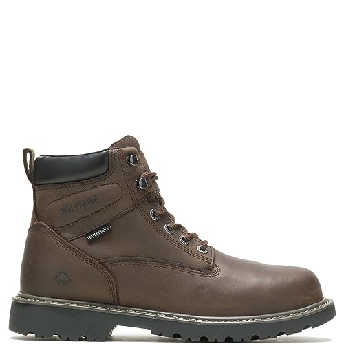 WOLVERINE Men's Floorhand Waterproof Steeltoe 6" Work Boot, Dark Brown, 9.5M - Image 1