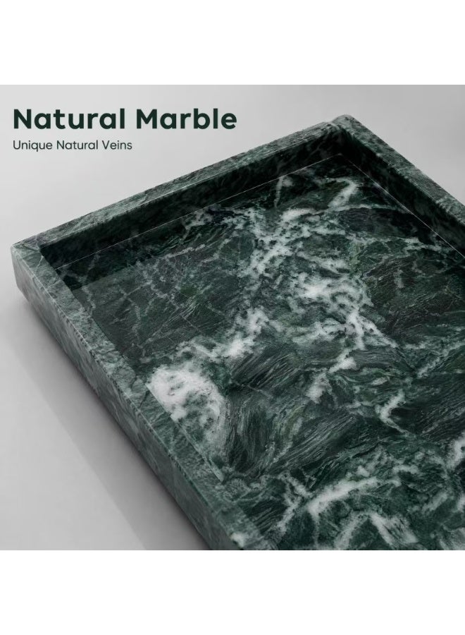 Forest Green Marble Tray, Rectangular Decorative Serving Tray, 30 x 20 x 3 cm - Image 3