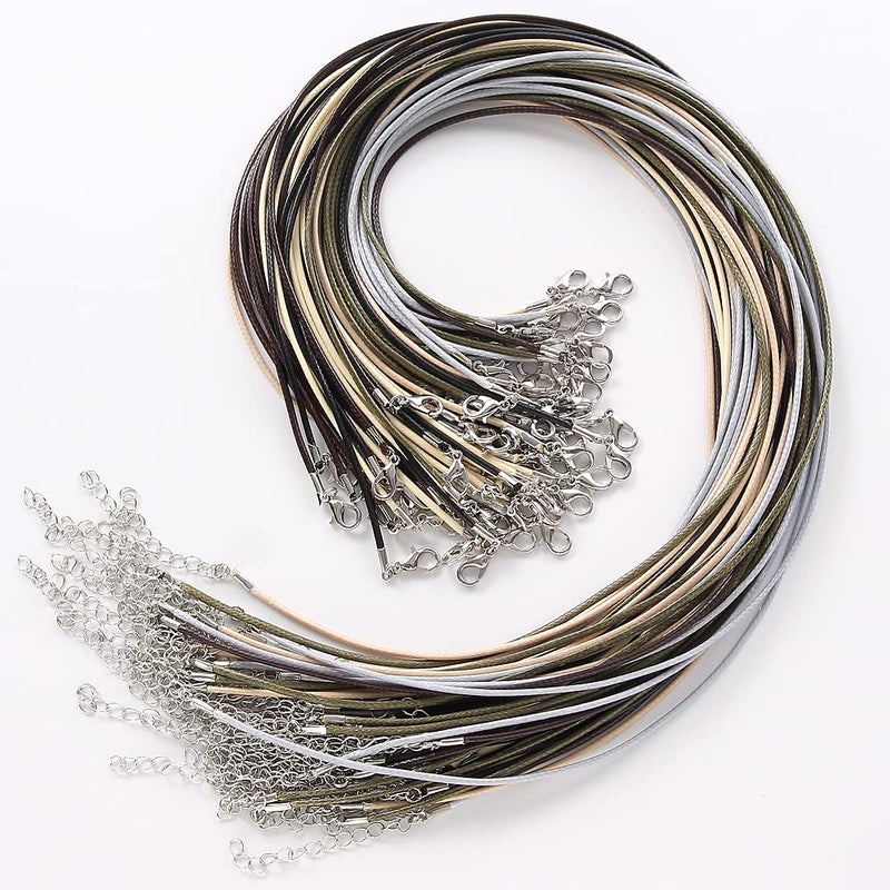 Coeufuedy 60Pcs Waxed Necklace Cord Bulk For Diy Bracelet Pendants Necklace Rope With Clip For Jewelry Making Necklace Making Supplies Multicolor(18 Inches And Thickness 1.5Mm) - Image 2