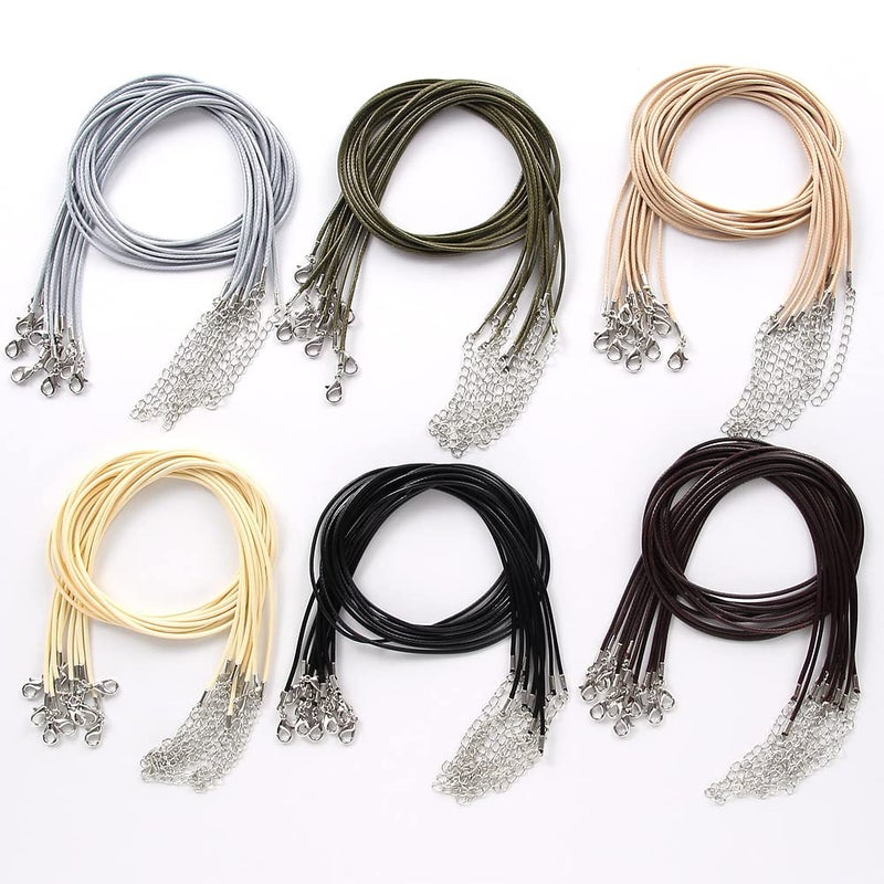 Coeufuedy 60Pcs Waxed Necklace Cord Bulk For Diy Bracelet Pendants Necklace Rope With Clip For Jewelry Making Necklace Making Supplies Multicolor(18 Inches And Thickness 1.5Mm) - Image 3
