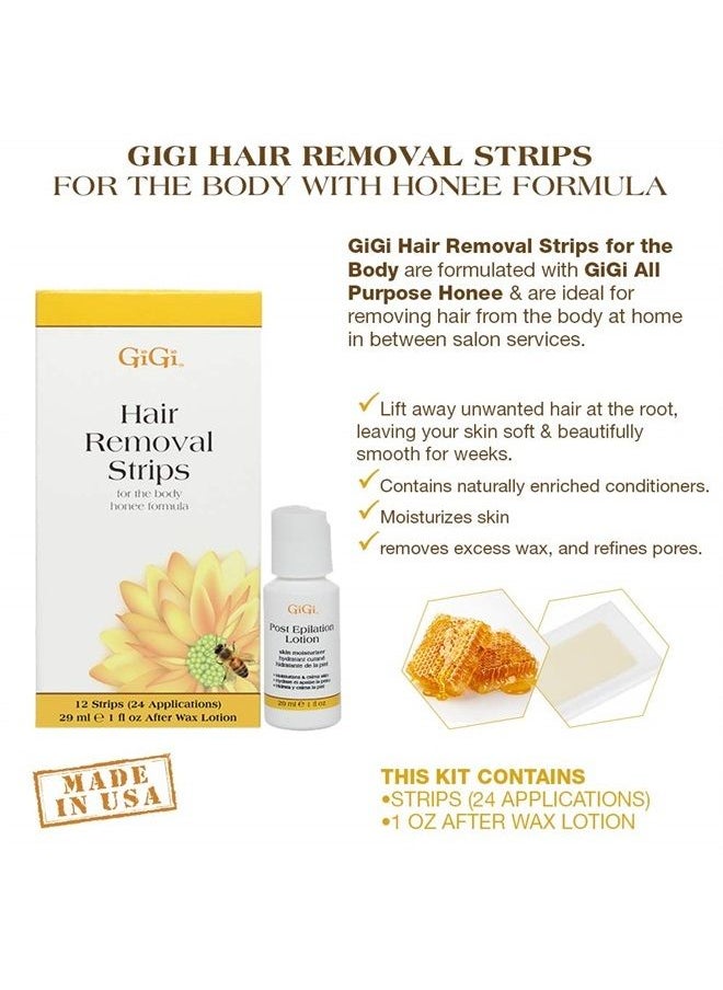GiGi - Hair Removal Strips for the Body - Pre-Waxed with GiGi All-Purpose Honee Formula, 12 Strips - Image 1