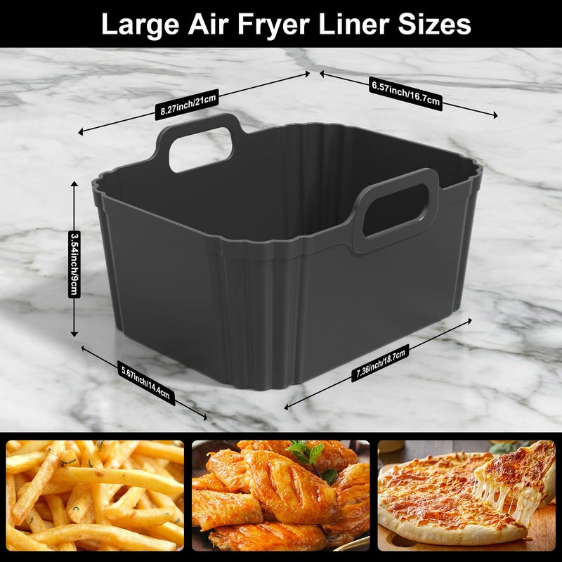PINTAUR 10QT Silicone Air Fryer Liners 2 Pack for Ninja Foodi Dual Zone DZ550 DZ401 DZ550GY DZ302, Reusable 2-Basket Large Thickened Trays, 6-in-1 DualZone Airfyer Accessories - Image 3