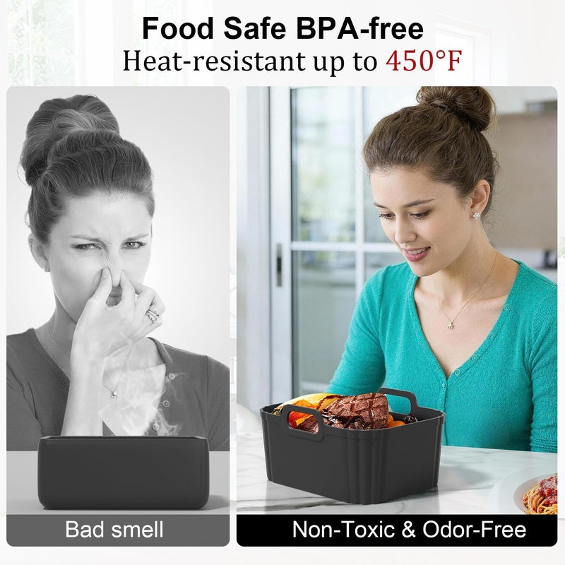 PINTAUR 10QT Silicone Air Fryer Liners 2 Pack for Ninja Foodi Dual Zone DZ550 DZ401 DZ550GY DZ302, Reusable 2-Basket Large Thickened Trays, 6-in-1 DualZone Airfyer Accessories - Image 5