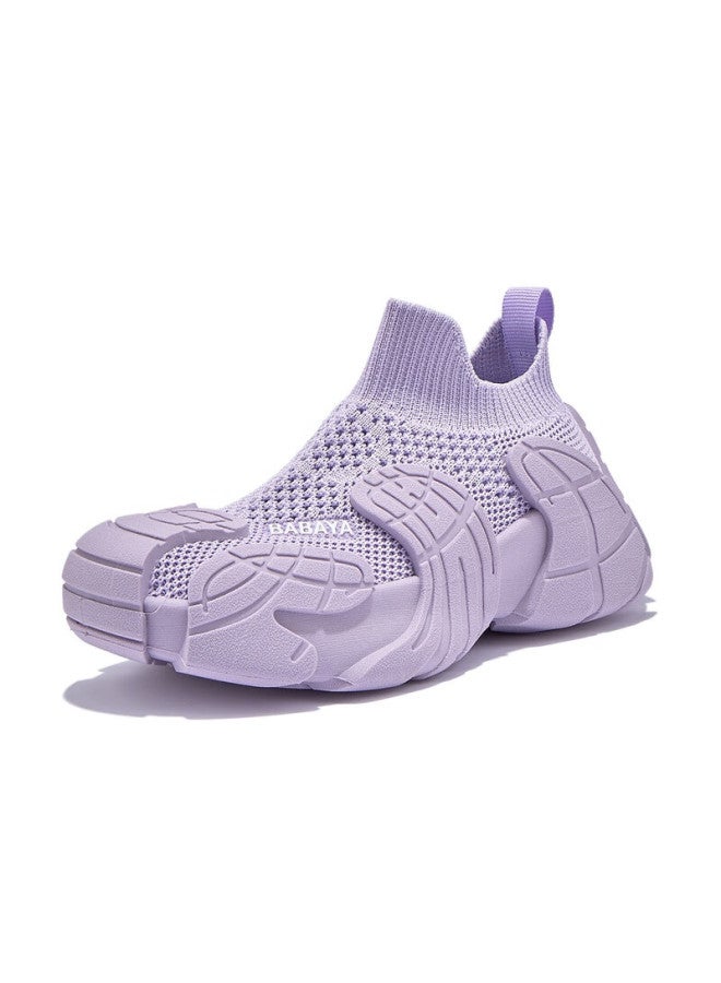 Baba Duck Kids Sports Shoes Spring Summer New Flyknit Mesh Shoes Boys Girls Casual Running Shoes Purple Size 30 - Image 5