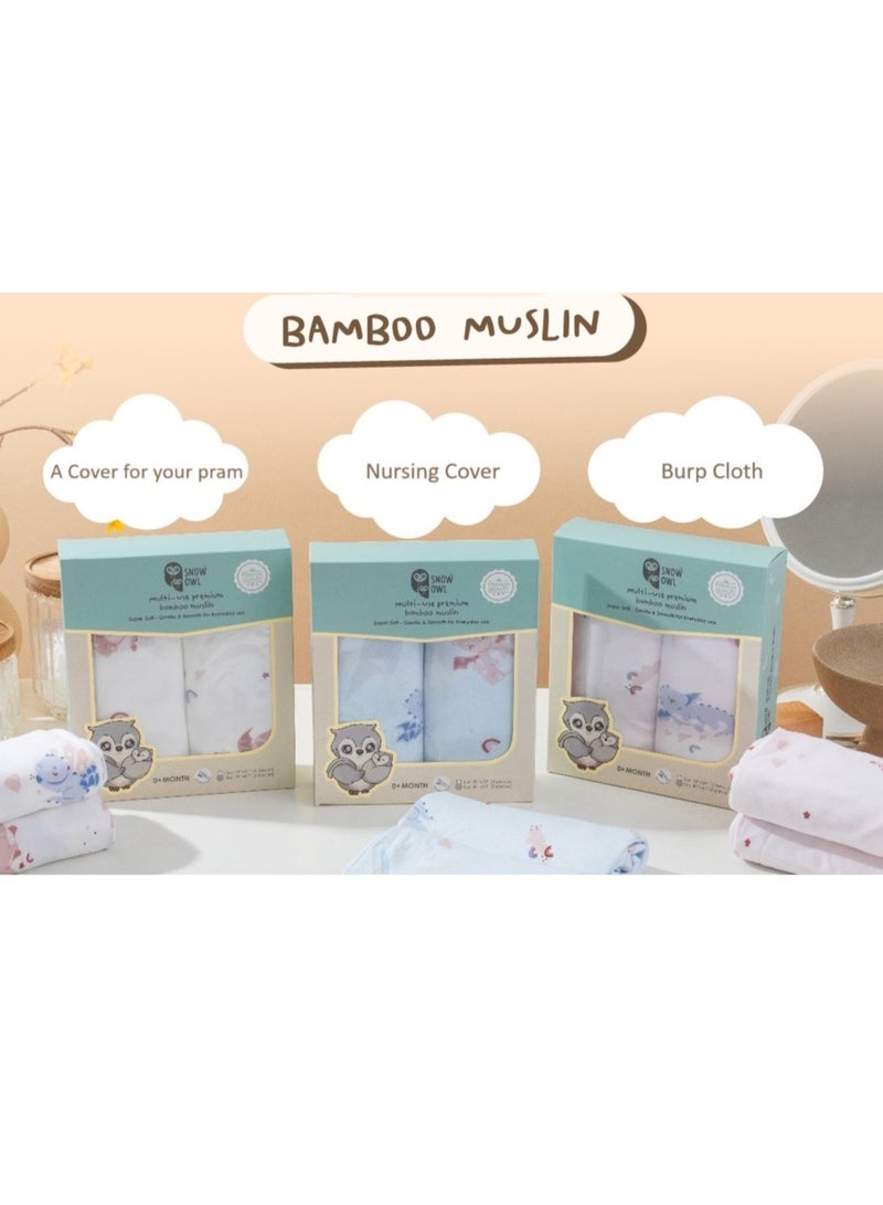 Snow Owl Bamboo Muslin 40"x40" Pack 2 - The Dragon Pink - Image 4