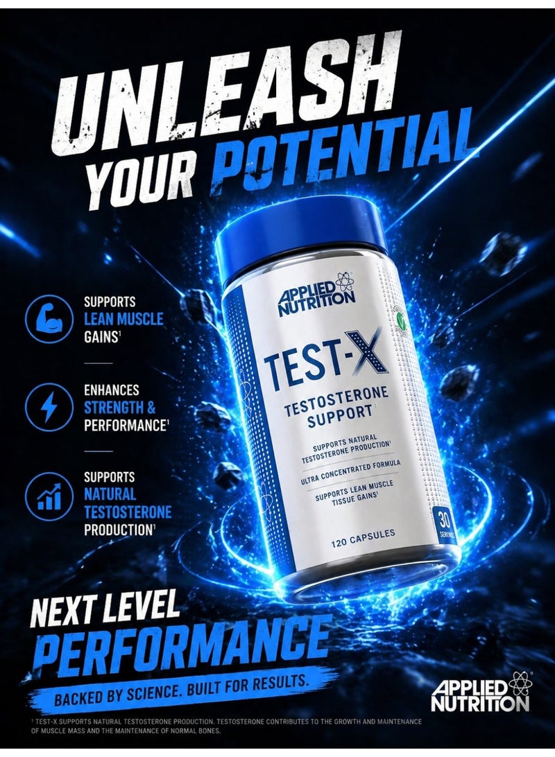 Applied Nutrition TEST-X Testosterone Support Capsules 120 Count Gym Supplement for Strength Training Lean Muscle Support Natural Production Support 30 Servings - Image 3