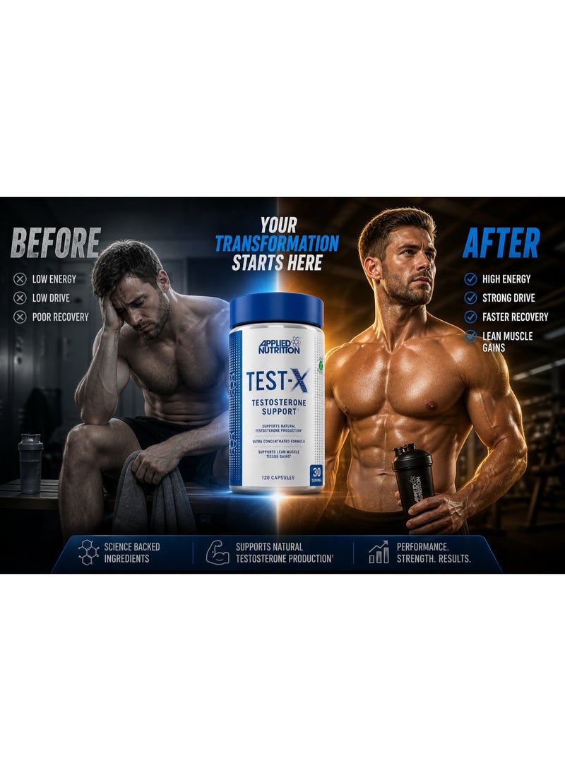 Applied Nutrition TEST-X Testosterone Support Capsules 120 Count Gym Supplement for Strength Training Lean Muscle Support Natural Production Support 30 Servings - Image 5