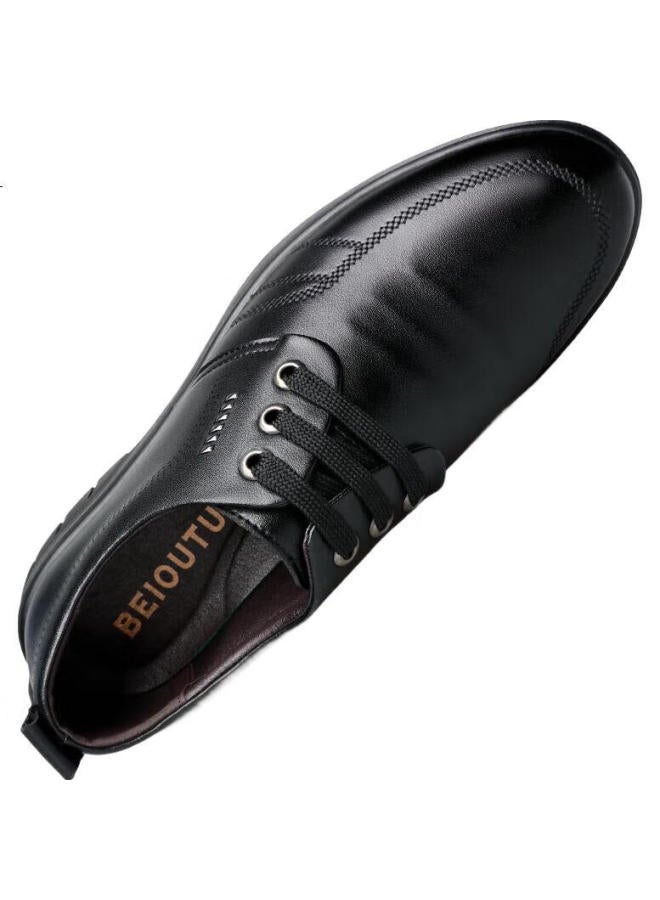 BEIOUTU Men'S British Business Casual Shoes Lace-Up Round Toe Comfortable Formal Men'S Shoes 7118 Black Size 41 - Image 2
