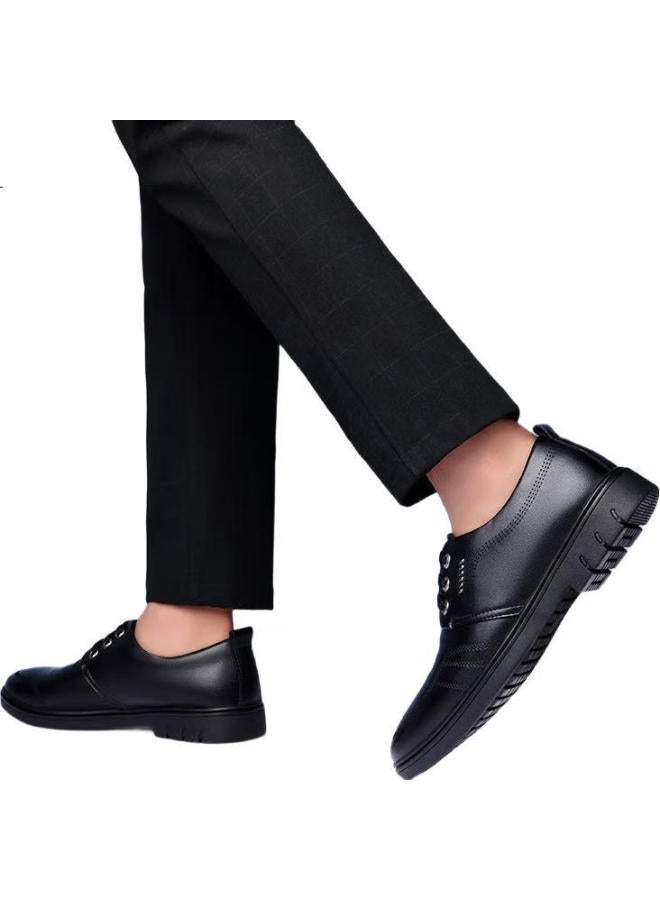 BEIOUTU Men'S British Business Casual Shoes Lace-Up Round Toe Comfortable Formal Men'S Shoes 7118 Black Size 41 - Image 3