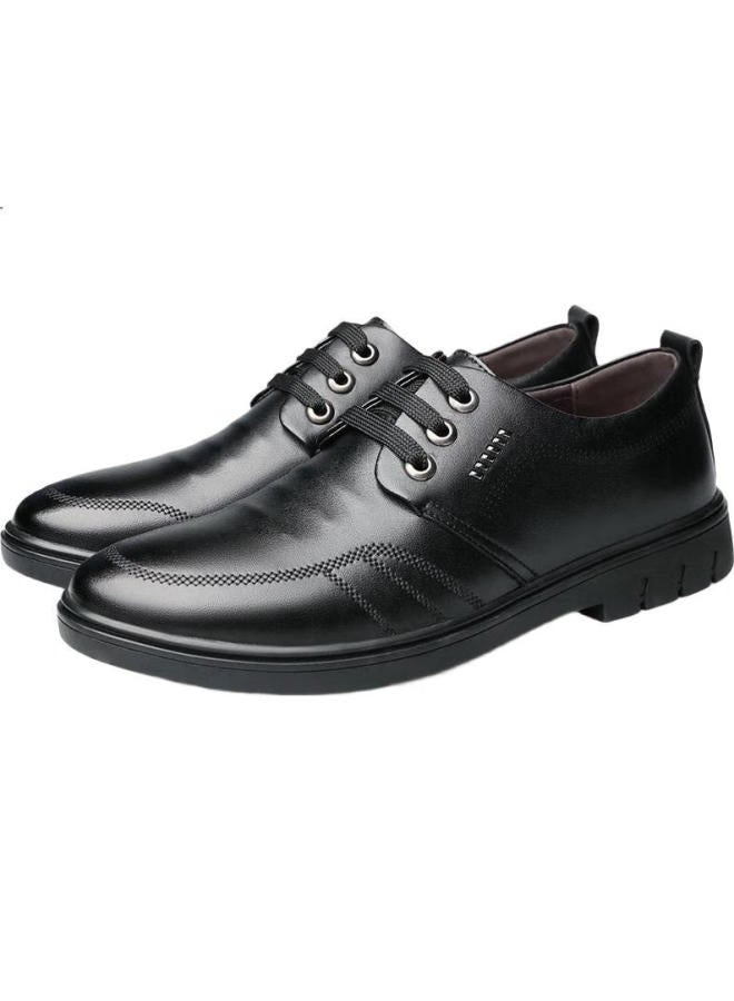 BEIOUTU Men'S British Business Casual Shoes Lace-Up Round Toe Comfortable Formal Men'S Shoes 7118 Black Size 41 - Image 1