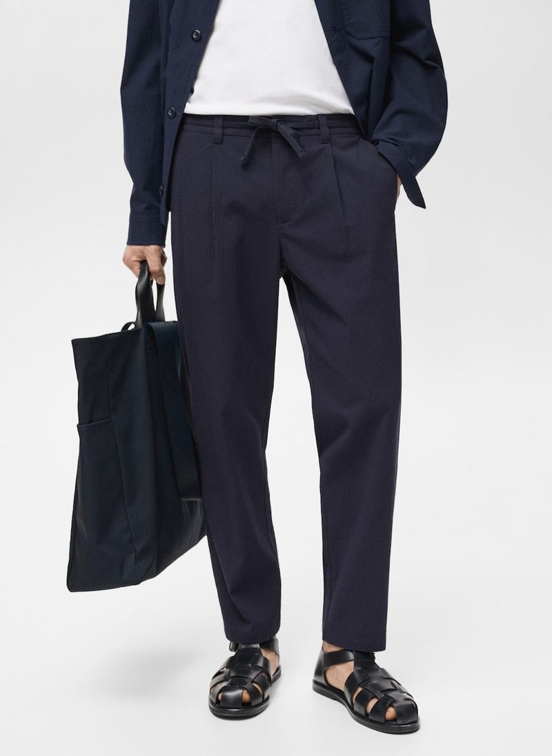 Mango Man Seersucker Regular Fit Pants - Image 1