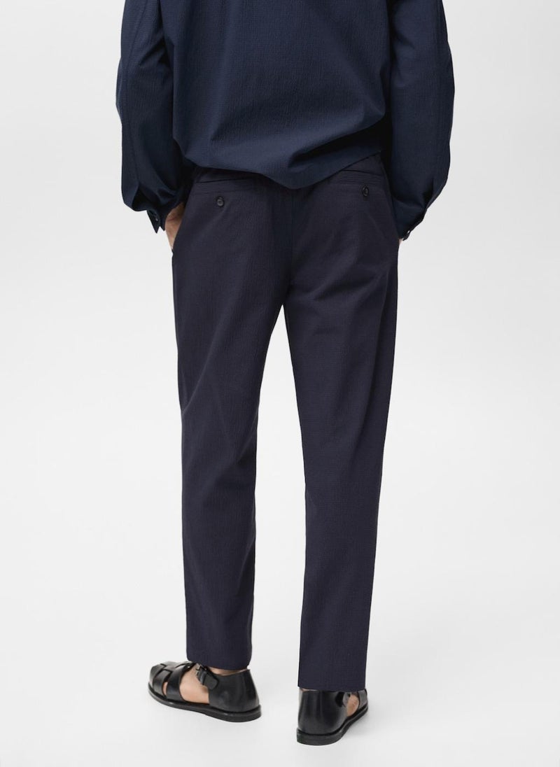 Mango Man Seersucker Regular Fit Pants - Image 2
