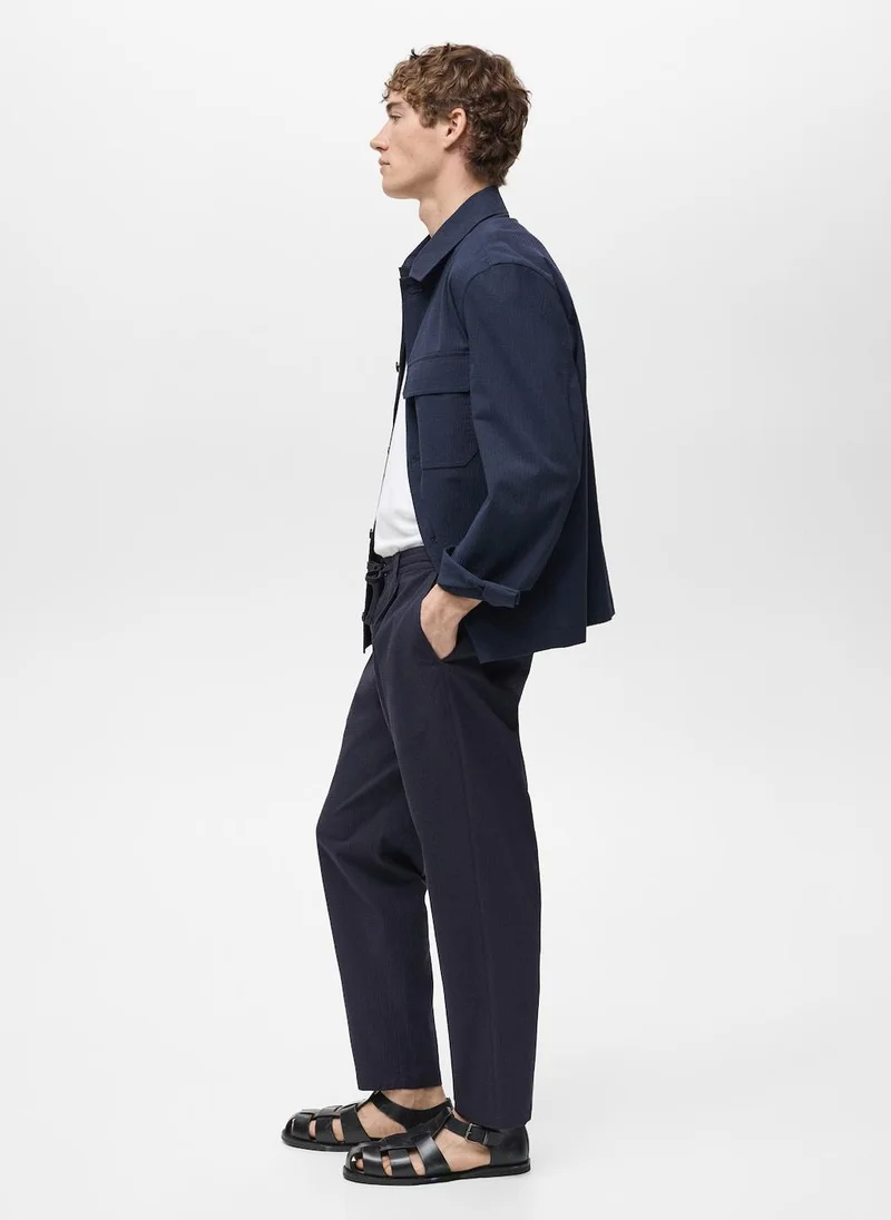Mango Man Seersucker Regular Fit Pants