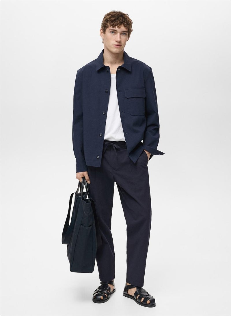 Mango Man Seersucker Regular Fit Pants - Image 4