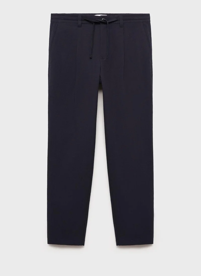 Mango Man Seersucker Regular Fit Pants