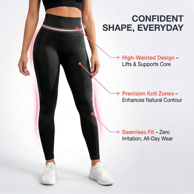 Menglihualuo 2026 3D Metabolic Booster Leggings,High Waist 3D Anti Cellulite Leggings for Women,Slimming Workout Yoga Pants (Black,Large) - Image 3