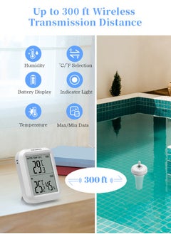 INKBIRD INKBIRD Wireless Pool Thermometer and Receiver IBS-P02R Floating Thermometer with Easy Read Display 91m Remote Range and IPX7 Waterproof Indoor Outdoor Thermometer for Swimming Pool Hot Tub Jacuzzi  - Image 5