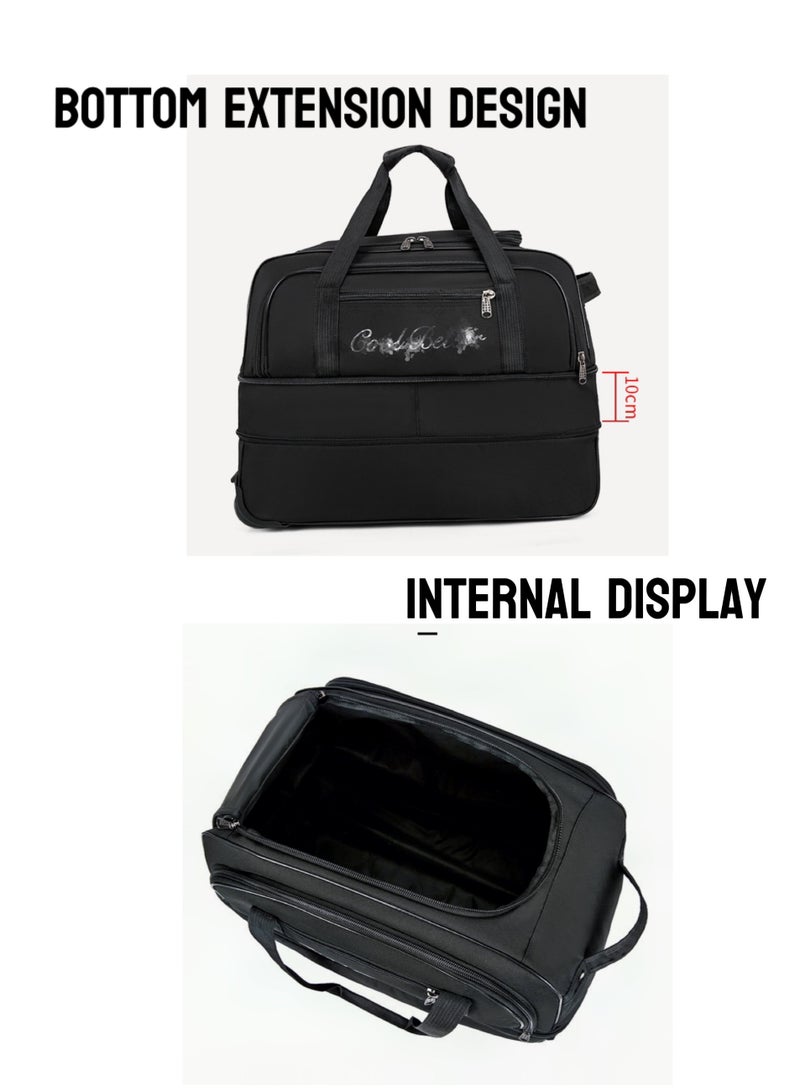 Multi-Functional 20-Inch Carry-On Wheeled Duffel Bag 3-in-1 Business Travel & Sports Duffel with Silent 360° Wheels + Wet/Dry Compartment Includes Free TSA Lock & Reinforced Straps (50×33×29cm) - Image 5