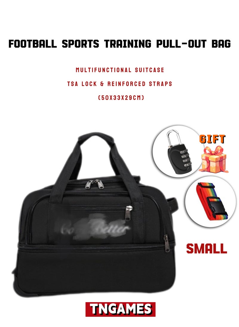 Multi-Functional 20-Inch Carry-On Wheeled Duffel Bag 3-in-1 Business Travel & Sports Duffel with Silent 360° Wheels + Wet/Dry Compartment Includes Free TSA Lock & Reinforced Straps (50×33×29cm) - Image 1