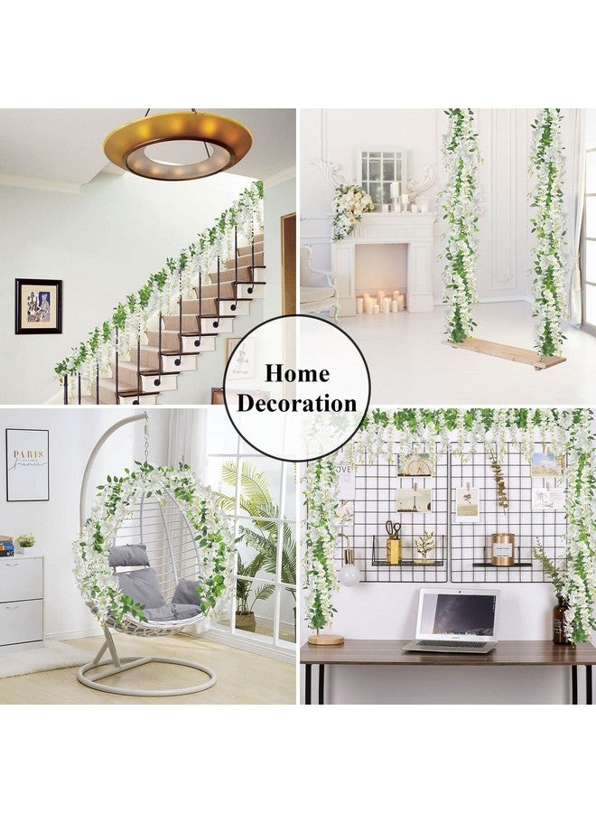 يو آرت لاينز 10 قطع من زهور الوستارية الاصطناعية من U'Artlines بطول 7.2 قدم/قطعة من زهور الوستارية البيضاء الصناعية المصنوعة من الحرير، زينة معلقة من نباتات الكروم الخضراء، أكاليل من الخيزران للمنزل والحديقة وحفلات الزفاف والديكور الداخلي والخارجي - Image 5