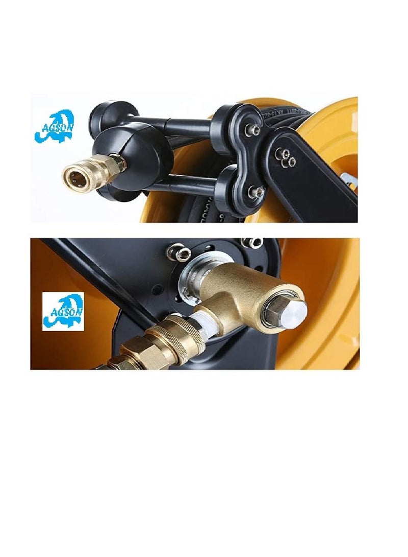 AQSON AQSON Air-Hose-Reel Retractable Industrial 3/8" Inch x 50' Feet Water Long Premium Commercial Hybrid Polymer Hose Spring Driven Steel Construction Ultra Heavy Duty For Indoor & Outdoor Us  - Image 4
