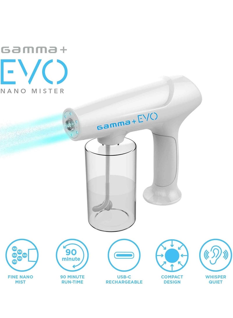 جاما+ بخاخ مياه محمول لاسلكي GAMMA+ Evo Nano Mister، رذاذ مطهر، قابل لإعادة الشحن عبر USB-C لحلاقة الشعر وصالونات التجميل والاستخدام المنزلي - Image 4