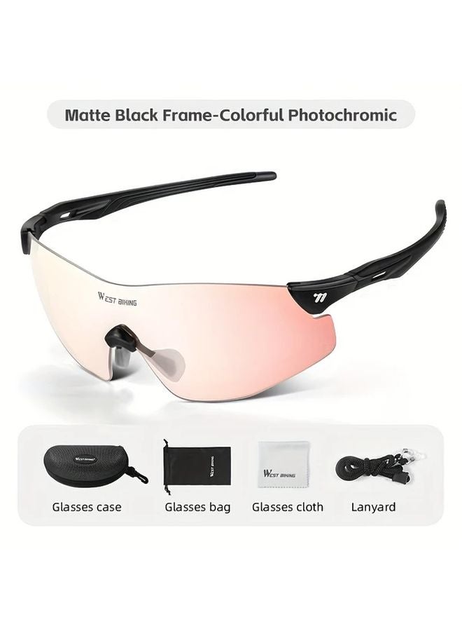 Colorful Photochromic Cycling Glasses Lightweight Adjustable Fit For Outdoor Mountain Biking - Image 1