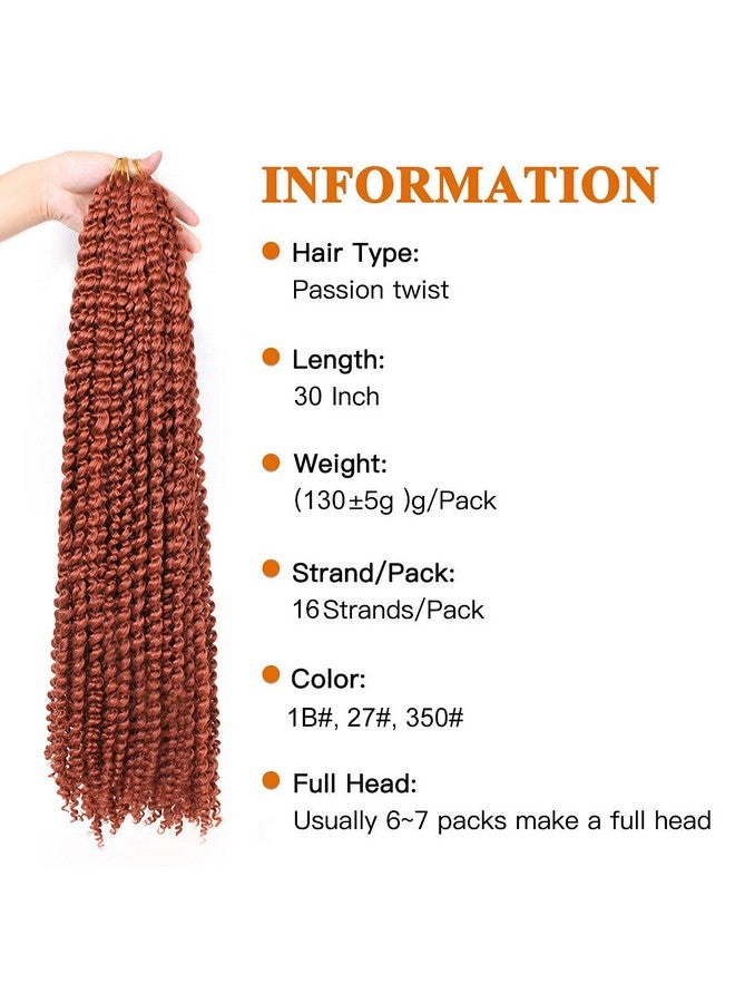 ZRQ 7Packs 30 Inch Copper Red Passion Twist Hair Water Wave Crochet Hair For Butterfly Locs Hair Ginger Bohemian Spring Twist Hair Crochet Braids Synthetic Hair Extension 350 - Image 2