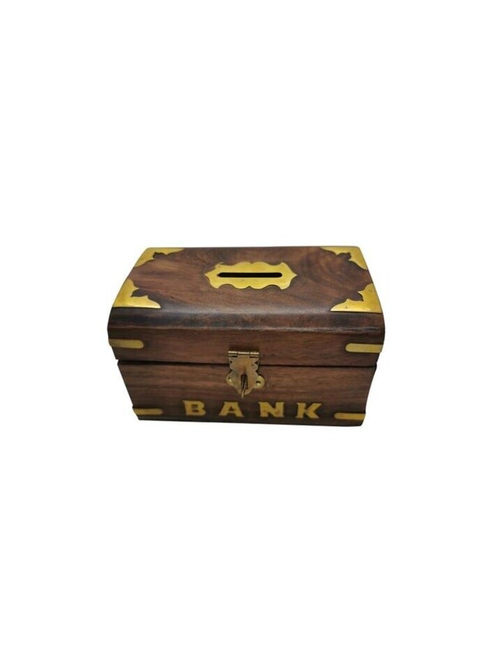 بروماس بنك نقود خشبي مصنوع يدويًا من الخشب / صندوق توفير العملات المعدنية / بنك أصبع / هدايا للأطفال والفتيات والفتيان والكبار - Image 1
