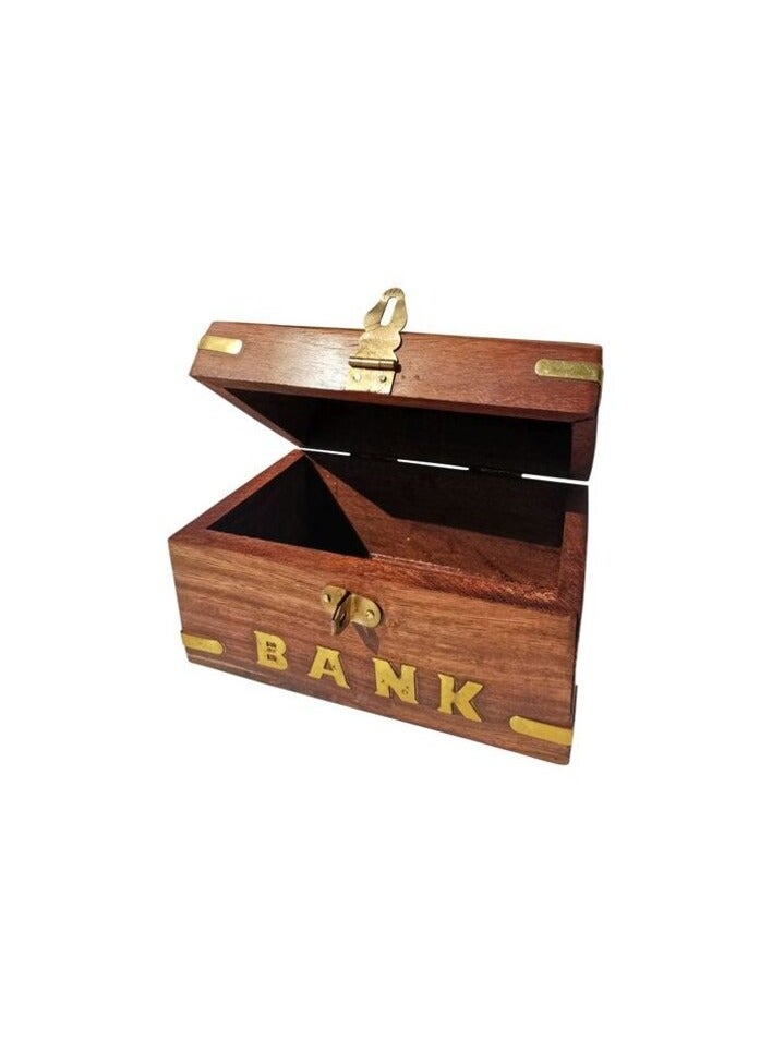 بروماس بنك نقود خشبي مصنوع يدويًا من الخشب / صندوق توفير العملات المعدنية / بنك أصبع / هدايا للأطفال والفتيات والفتيان والكبار - Image 2