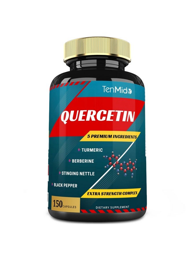 Tenmido Quercetin Supplements Capsules, 5 Months Supply, 150 Caps - Supports Immune System & Heart Health, Antioxidants with Berberine, Stinging Nettle, Turmeric, Black Pepper - Image 1