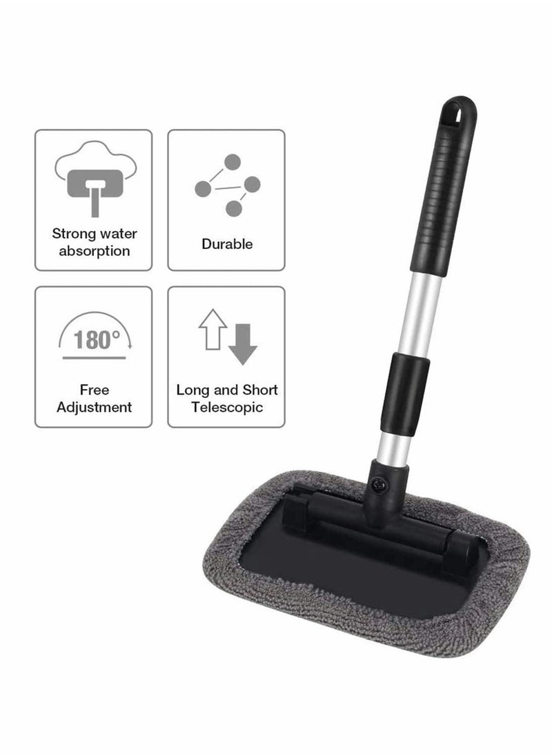 SYOSI - Windshield Glass Cleaning Tool Car Window Brush Wiper with Extendable Handle and Washable Reusable Microfiber Cloth 2pcs for Cleaning Car Window Windshield - Image 1