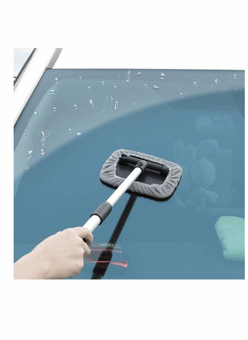 SYOSI - Windshield Glass Cleaning Tool Car Window Brush Wiper with Extendable Handle and Washable Reusable Microfiber Cloth 2pcs for Cleaning Car Window Windshield - Image 1