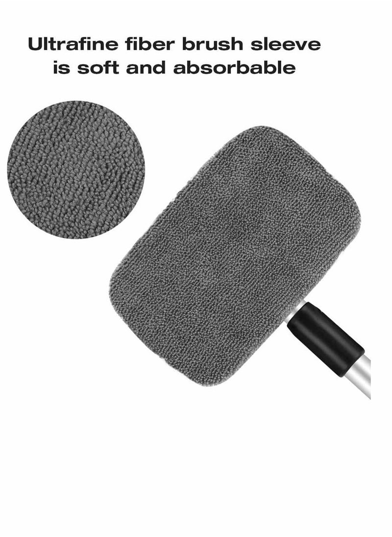 SYOSI - Windshield Glass Cleaning Tool Car Window Brush Wiper with Extendable Handle and Washable Reusable Microfiber Cloth 2pcs for Cleaning Car Window Windshield - Image 1