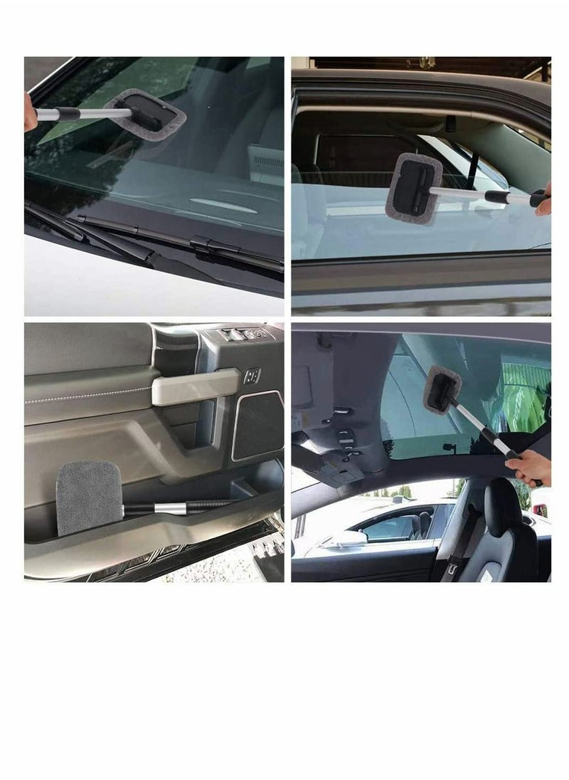 SYOSI - Windshield Glass Cleaning Tool Car Window Brush Wiper with Extendable Handle and Washable Reusable Microfiber Cloth 2pcs for Cleaning Car Window Windshield - Image 1
