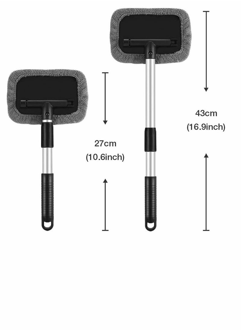 SYOSI - Windshield Glass Cleaning Tool Car Window Brush Wiper with Extendable Handle and Washable Reusable Microfiber Cloth 2pcs for Cleaning Car Window Windshield - Image 1