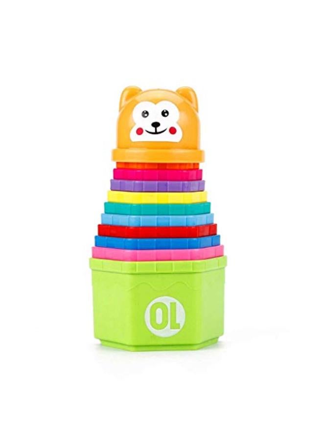 Kidcia Sounding Hexagon Rainbow Tower Stacking Toy (Random Color) - 11 Pieces - Image 2