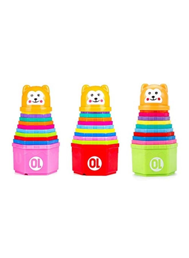 Kidcia Sounding Hexagon Rainbow Tower Stacking Toy (Random Color) - 11 Pieces - Image 1