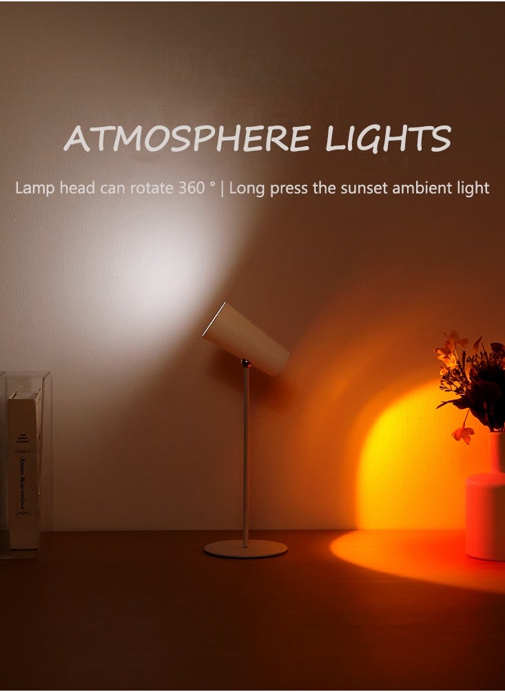 Generic Multifunctional creative magnetic Type-c charging desk lamp 2000 mAh touch dimming sunset atmosphere projection lamp bedroom desktop warm night light convenient flashlight  - Image 2