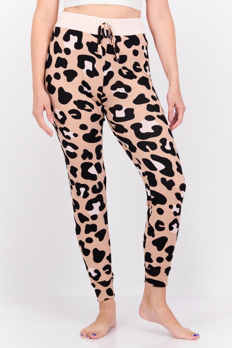 French Affair Women Animal Print Drawstring Pajamas, Multicolor - Image 1