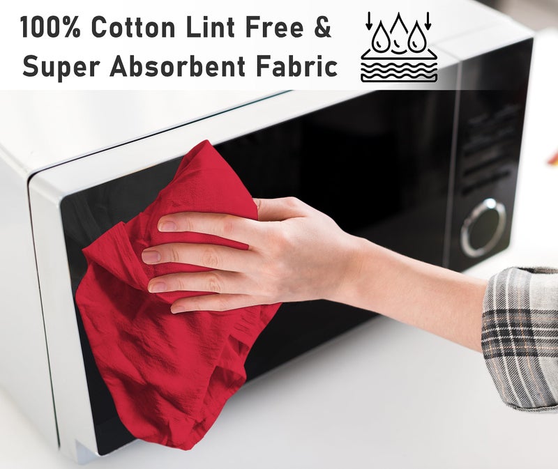 RUVANTI Flour Sack Towels 12 Pack 28 x 28 Inches  Ring Spun 100% Cotton Dish Towel  Machine Washable  Absorbent - Flour Sack Kitchen Towels for Drying and Cleaning - Red - Image 3